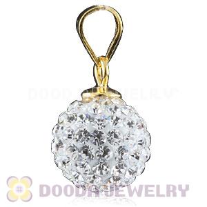 Gold Plated Silver 10mm White Czech Crystal Pendants Wholesale