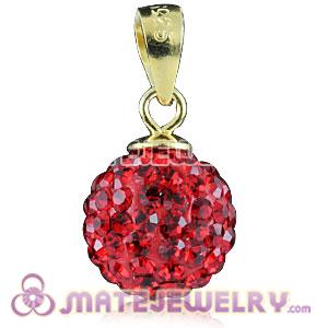 Fashion Gold Plated Silver 10mm Red Czech Crystal Pendants 