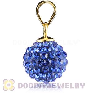 Gold Plated Silver 10mm Blue Czech Crystal Pendants Wholesale