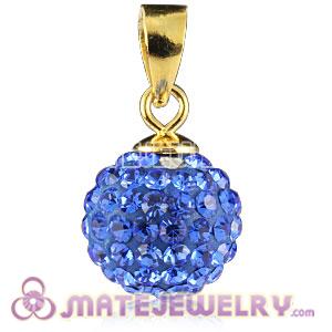 Fashion Gold Plated Silver 10mm Blue Czech Crystal Pendants 