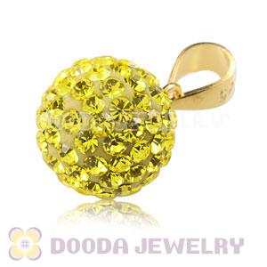 Gold Plated Silver 10mm Yellow Czech Crystal Pendants Wholesale
