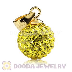 Gold Plated Silver 10mm Yellow Czech Crystal Pendants Wholesale