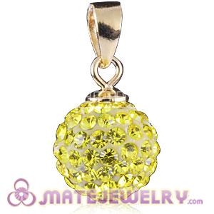 Fashion Gold Plated Silver 10mm Yellow Czech Crystal Pendants 