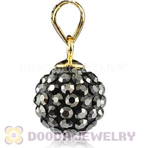 Gold Plated Silver 10mm Grey Czech Crystal Pendants Wholesale