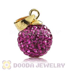 Gold Plated Silver 10mm Magenta Czech Crystal Pendants Wholesale