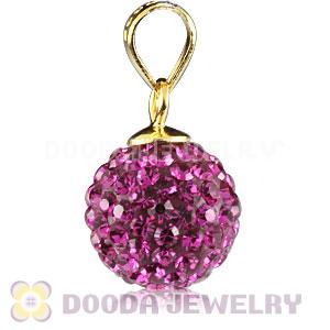 Gold Plated Silver 10mm Magenta Czech Crystal Pendants Wholesale