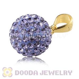 Gold Plated Silver 10mm Lavender Czech Crystal Pendants Wholesale