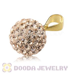 Gold Plated Silver 10mm Pink Czech Crystal Pendants Wholesale