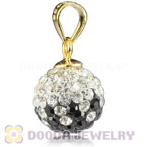 Gold Plated Silver 10mm Black-White Czech Crystal Pendants Wholesale
