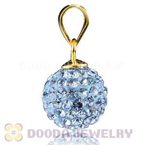 Gold Plated Silver 10mm Blue Czech Crystal Pendants Wholesale