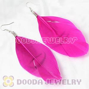 Pink Tibetan Jaderic Bohemia Grizzly Feather Earrings Wholesale
