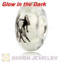 Painted Zodiac Gemini Fluorescent European Glass Beads in 925 Silver Core