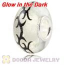 Painted Seaweed Fluorescent European Glass Art Beads in 925 Silver Core