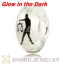 Painted Zodiac Libra Fluorescent European Glass Beads in 925 Silver Core