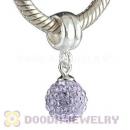 Sterling Silver European Charms Dangle Lavender Czech Crystal Beads