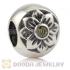 Antique Sterling Silver Flower Charm Beads With Olive Stone