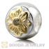 Gold Plated Sterling Silver Flower Charm Beads With Olive Stone
