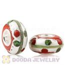 Colored Dots Silver Foil Glass Charm Beads With Sterling Silver Single Core