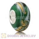 24K Gold Foil Green Glass Beads Wholesale With Sterling Silver Single Core