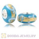 24K Gold Foil European Glass Beads Wholesale With Sterling Silver Single Core