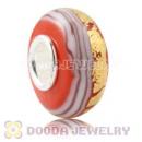 24K Gold Foil European Glass Beads Wholesale With Sterling Silver Single Core