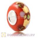 24K Gold Foil European Glass Beads Wholesale With Sterling Silver Single Core