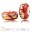 24K Gold Foil European Glass Beads Wholesale With Sterling Silver Single Core