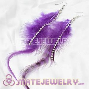 Cheap Purple Long Crystal Feather Earrings Forever 21 