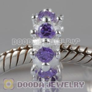 Solid Sterling Silver European Style Beads with Stone