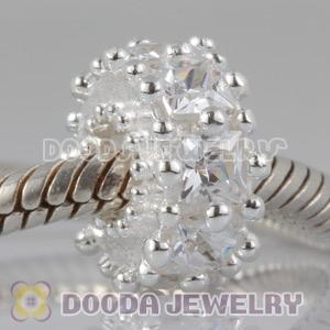S925 Sterling Silver European Style Beads with White Stone