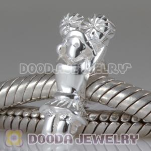 925 Sterling Silver cheerleader charm bead fit European, Largehole Jewelry