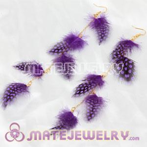 Big Purple Extra Long Feather Earrings For Sale