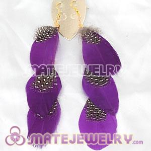 Purple Long Feather Earrings Forever 21 For Sale