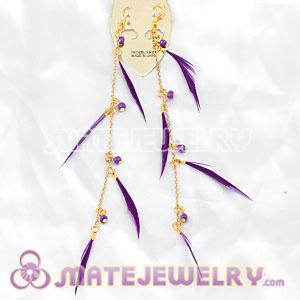 Purple Long Beaded Feather Earrings Forever 21 Wholesale