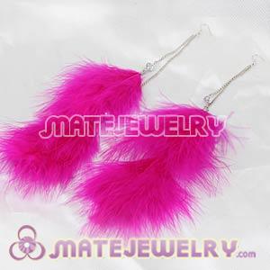 Fashion Pink Fluffy Extra Long Feather Earrings For Sale