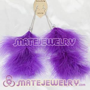 Fashion Purple Fluffy Extra Long Feather Earrings For Sale