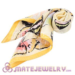 Wholesale 50X50CM Printed Printed Butterfly Silk Scarves Natural Small Square Pure Silk Scarf