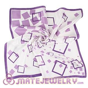 Wholesale Purple Border 50X50CM Printed Diamond Silk Scarves Natural Small Square Pure Silk Scarf