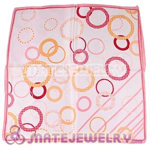 Wholesale Pink Border 50X50CM Printed Planets Silk Scarves Natural Small Square Pure Silk Scarf