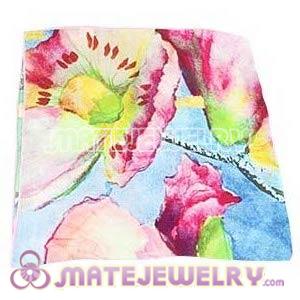 Wholesale 100% MULBERRY SILK Scarf Shawls 65×65CM Printed Painting Lotus Medium Square Silk Scarves 