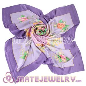 Elaborately Hand Painted Silk Scarf 108×108CM Large Square Silk Neck Scarves 