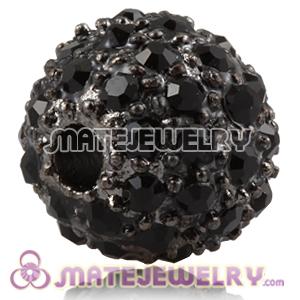 10mm Sambarla Style Handmade Alloy Beads With Black Crystal 
