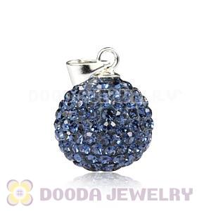 14mm Sterling Silver Blue Czech Crystal Pendants Wholesale