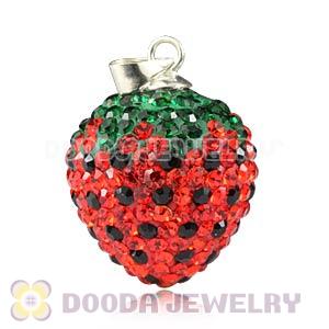 18X19mm Sterling Silver Czech Crystal Strawberry Pendants Wholesale