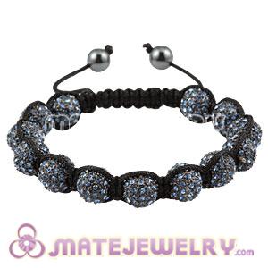 Fashion Sambarla Blue Crystal Disco Ball Bead Bracelet With Hematite 