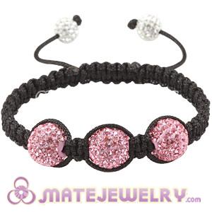12mm Pave Pink Czech Crystal Bead Handmade String Bracelets 
