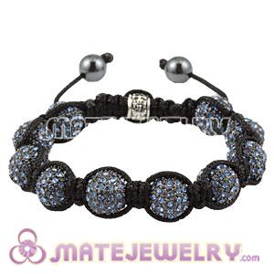 Blue Crystal Disco Ball Bead Sambarla Style Bracelet With Hematite 