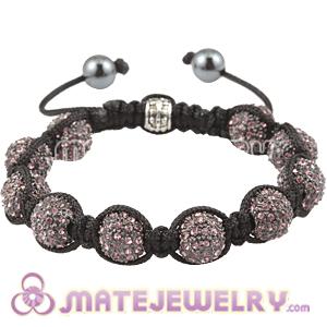 Pink Crystal Disco Ball Bead Sambarla Style Bracelet With Hematite 