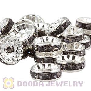 10mm Alloy Basketball Wives Grey Crystal Spacer Beads Wholesale