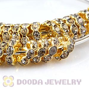 10mm Gold Alloy Basketball Wives Clear Crystal Spacer Beads Wholesale